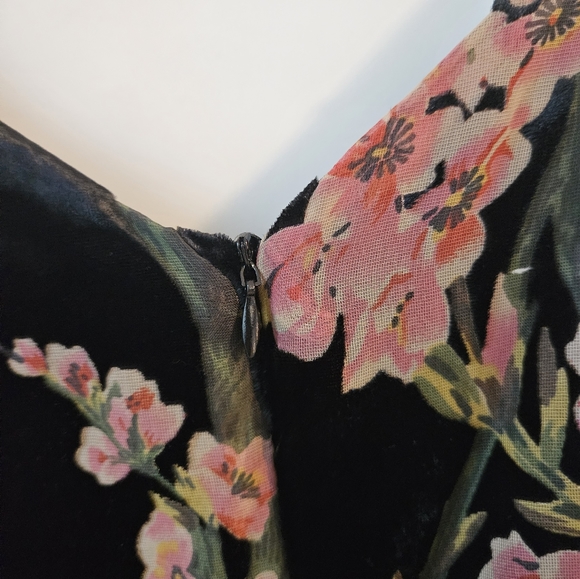 NWT Dex XS Velvet Burnout Dress, wrap style, midi length, with floral design - Picture 9 of 14